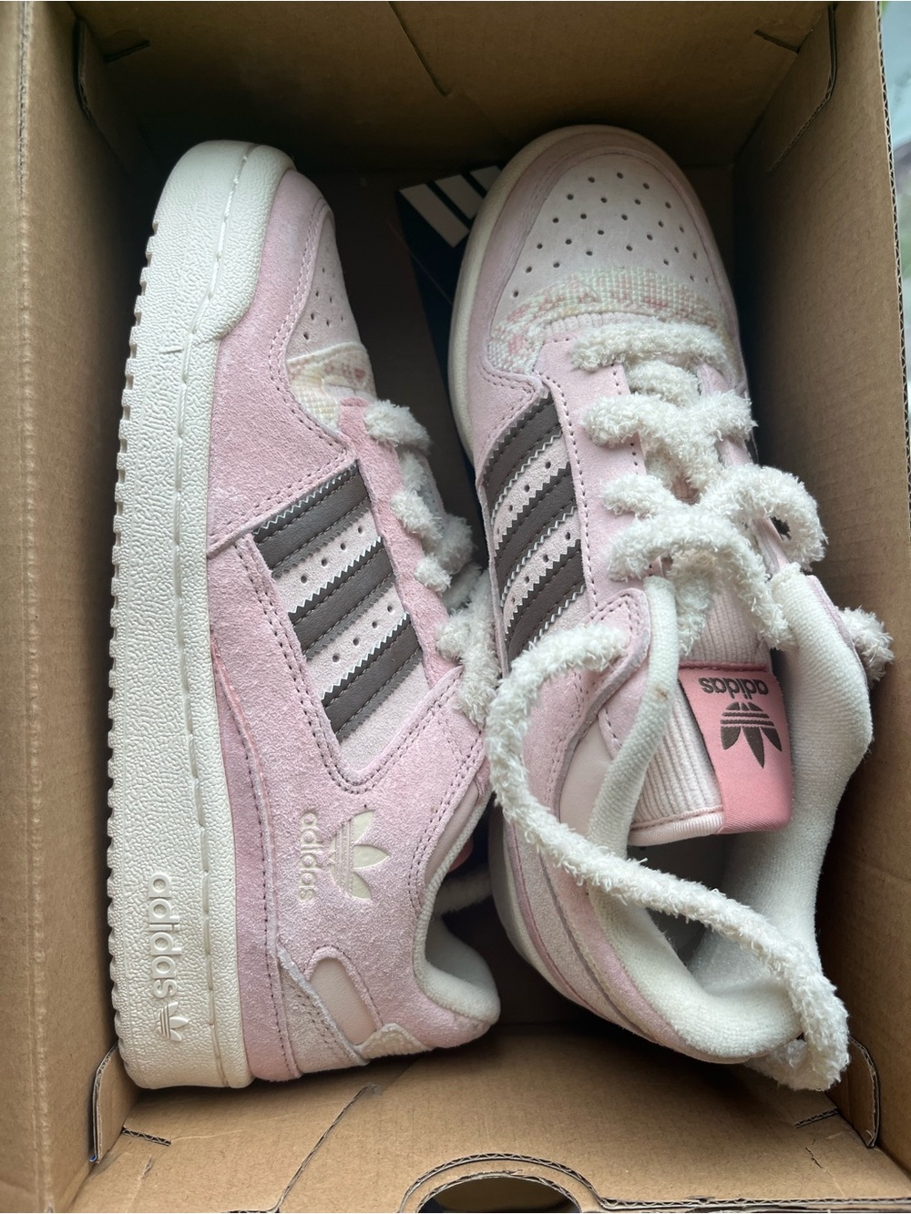 Adidas Pink Suede Sneakers with Gray Stripes
